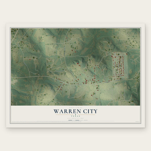 Warren City, Texas map print, the full design