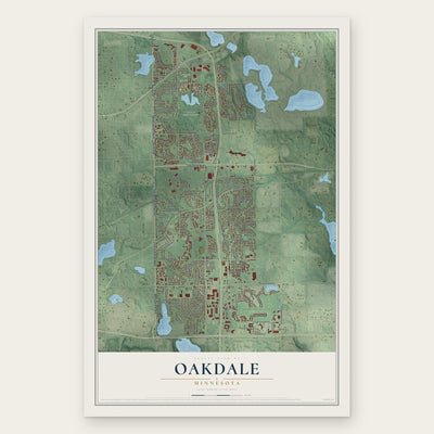Oakdale, Minnesota map print, the full design