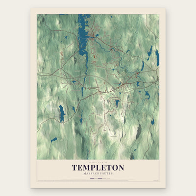 Templeton, Massachusetts map print, the full design