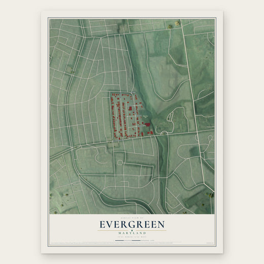 Evergreen, Maryland map print, the full design