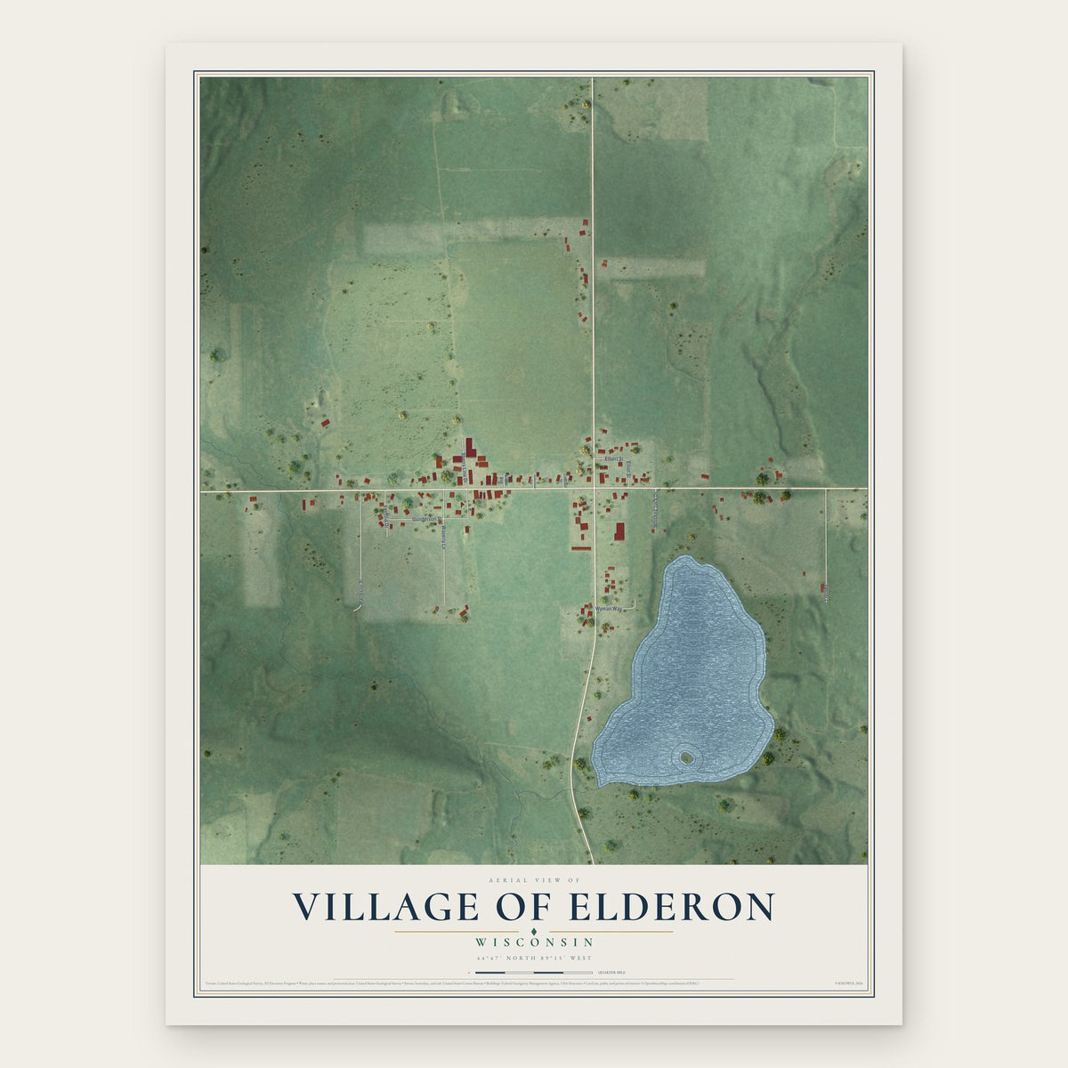 Elderon, Wisconsin map print, the full design