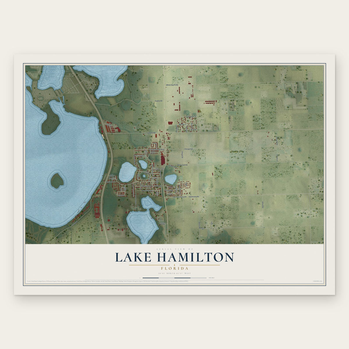 Lake Hamilton, Florida map print, the full design