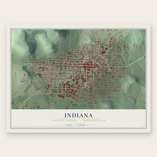 Indiana, Indiana County, Pennsylvania map print, the full design