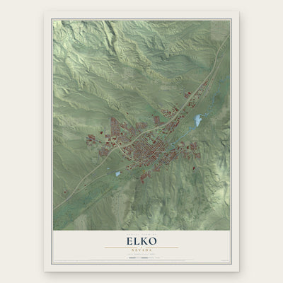 Elko, Nevada map print, the full design