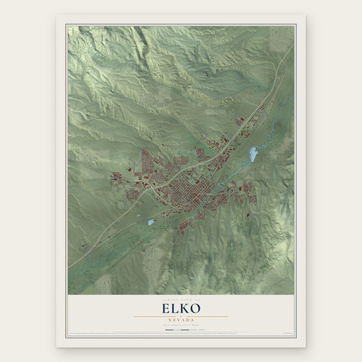 Elko, Nevada map print, the full design