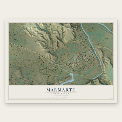 Marmarth, North Dakota map print, the full design