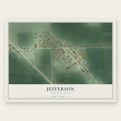 Jefferson, South Dakota map print, the full design