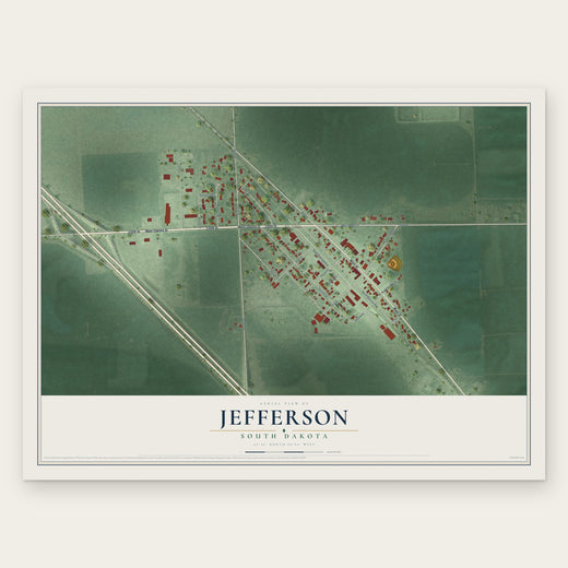 Jefferson, South Dakota map print, the full design