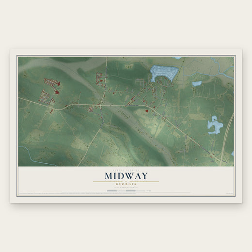 Midway, Georgia map print, the full design