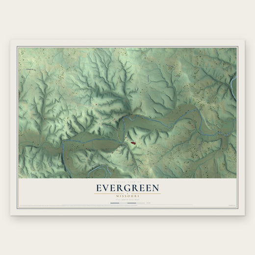 Evergreen, Missouri map print, the full design