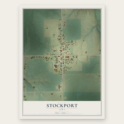 Stockport, Iowa map print, the full design