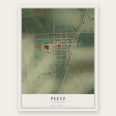Peetz, Colorado map print, the full design