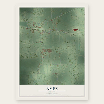 Ames, Texas map print, the full design