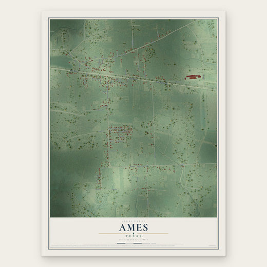 Ames, Texas map print, the full design