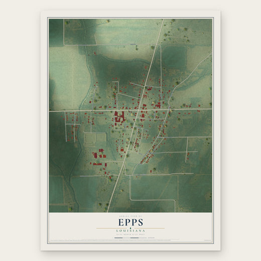 Epps, Louisiana map print, the full design