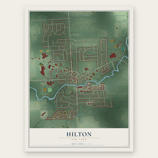 Hilton, New York map print, the full design