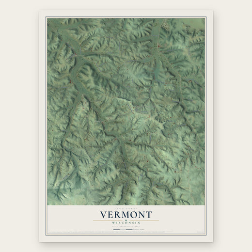 Vermont, Wisconsin map print, the full design