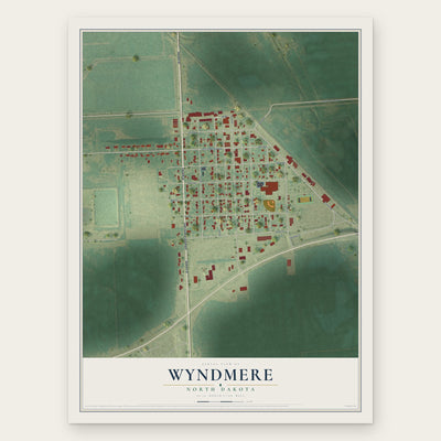 Wyndmere, North Dakota map print, the full design