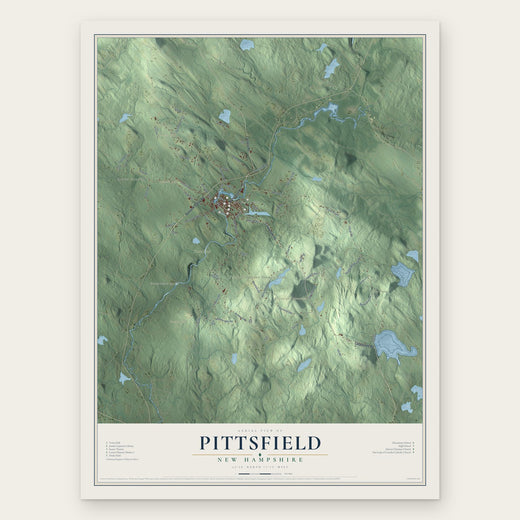 Pittsfield, New Hampshire map print, the full design