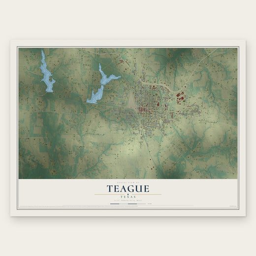Teague, Texas map print, the full design