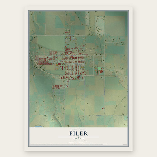 Filer, Idaho map print, the full design