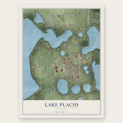 Lake Placid, Florida map print, the full design