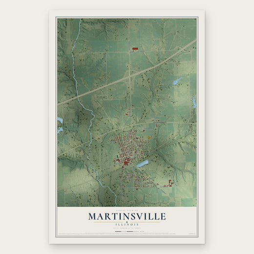 Martinsville, Illinois map print, the full design