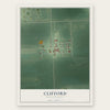 Clifford, North Dakota map print, the full design