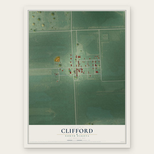 Clifford, North Dakota map print, the full design