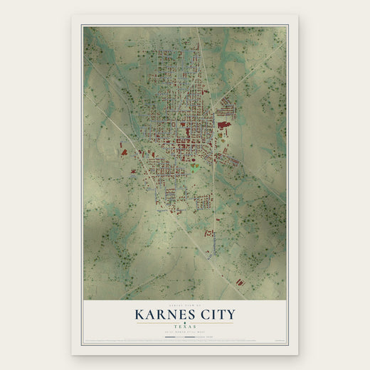 Karnes City, Texas map print, the full design