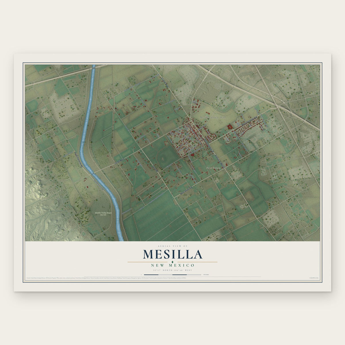 Mesilla, New Mexico map print, the full design