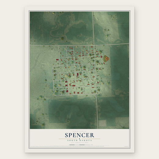 Spencer, South Dakota map print, the full design