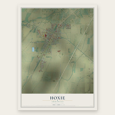 Hoxie, Arkansas map print, the full design