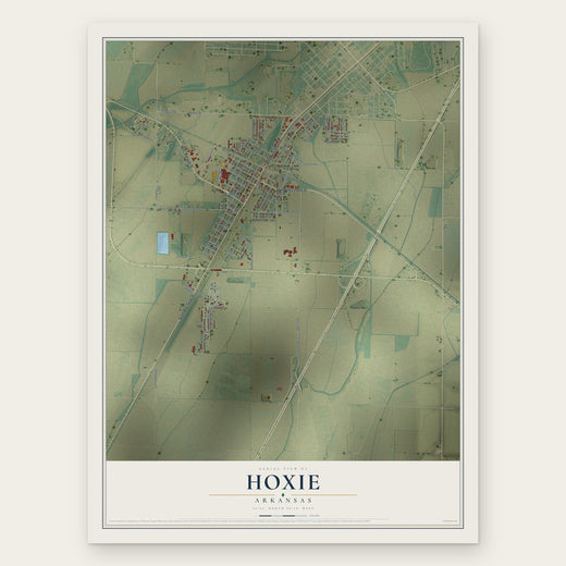 Hoxie, Arkansas map print, the full design