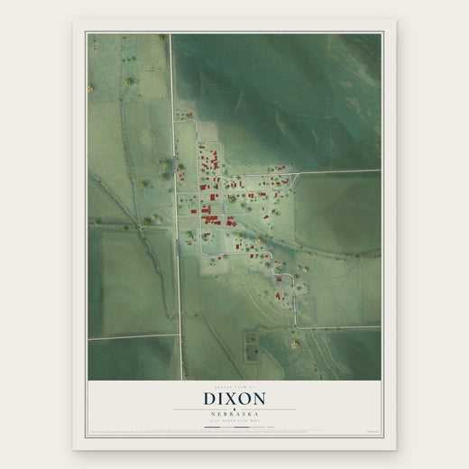 Dixon, Nebraska map print, the full design