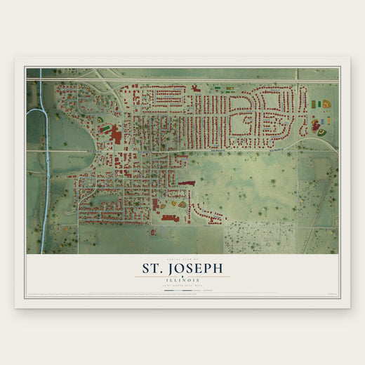 St. Joseph, Illinois map print, the full design