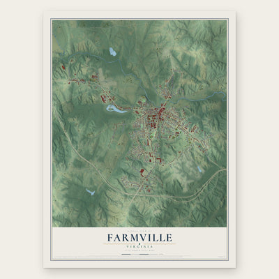 Farmville, Virginia map print, the full design