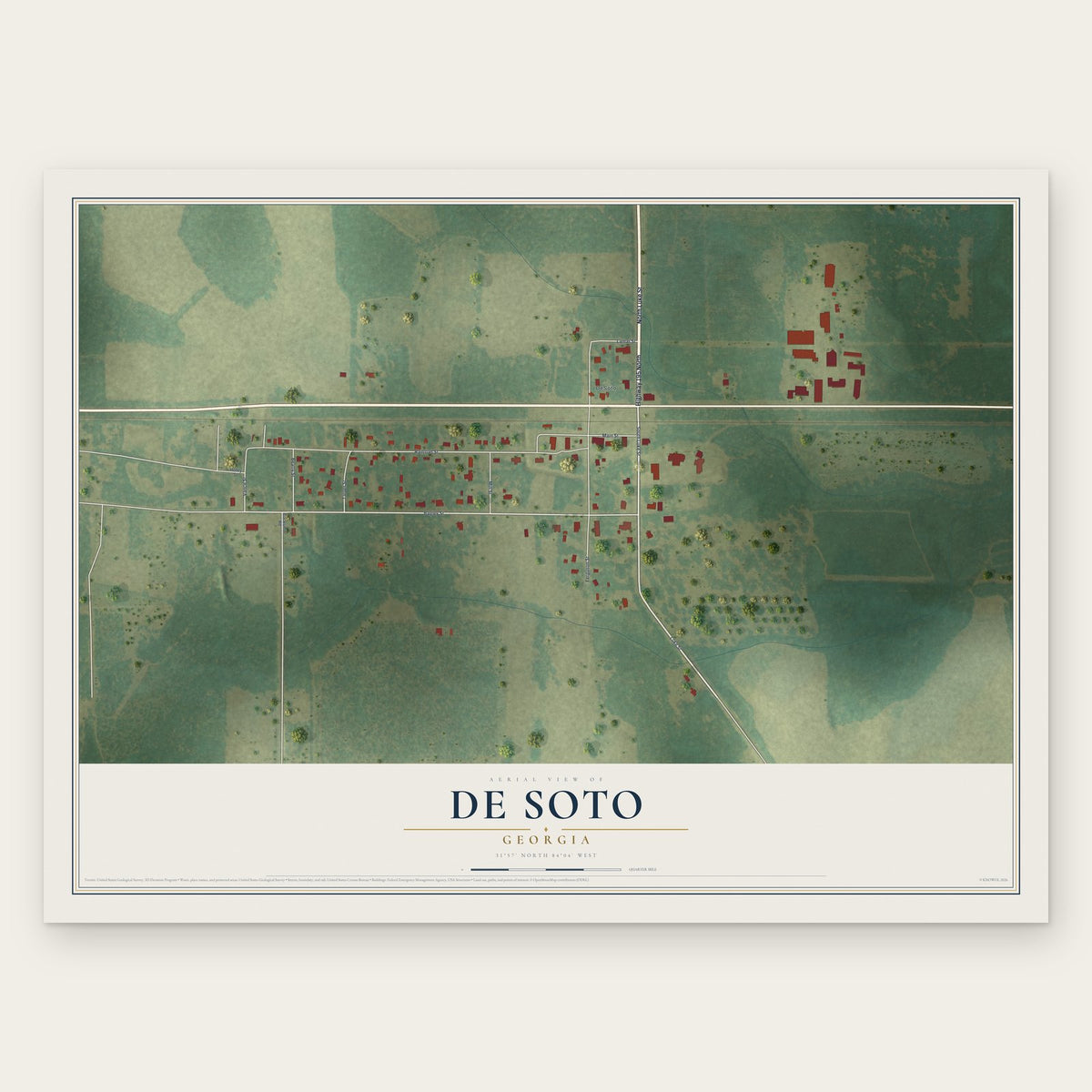 De Soto, Georgia map print, the full design