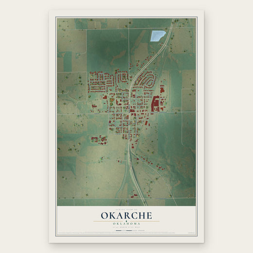 Okarche, Oklahoma map print, the full design