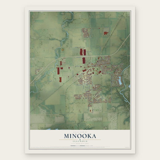 Minooka, Illinois map print, the full design