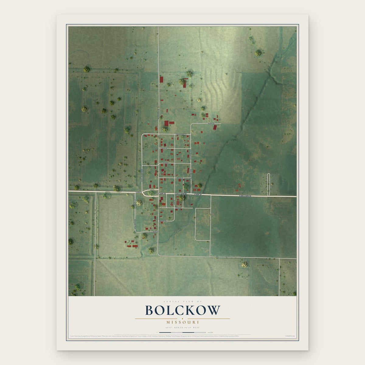 Bolckow, Missouri map print, the full design