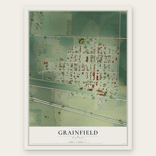 Grainfield, Kansas map print, the full design