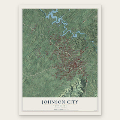 Johnson City, Tennessee map print, the full design