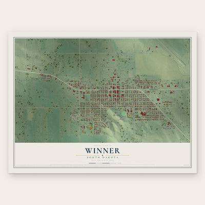 Winner, South Dakota map print, the full design