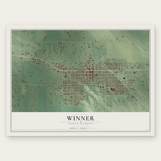 Winner, South Dakota map print, the full design