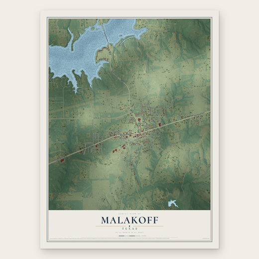 Malakoff, Texas map print, the full design
