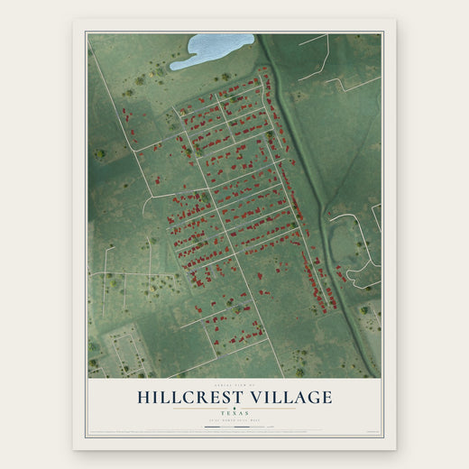 Hillcrest Village, Texas map print, the full design