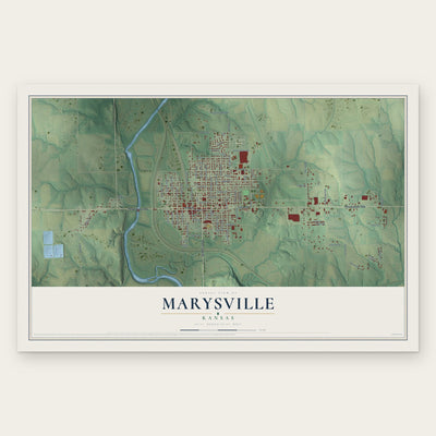 Marysville, Kansas map print, the full design