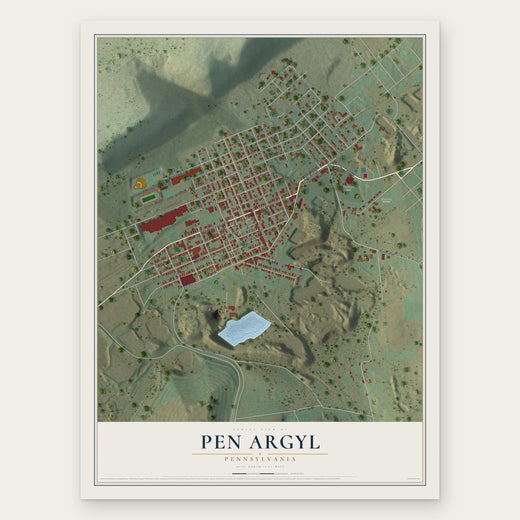 Pen Argyl, Pennsylvania map print, the full design