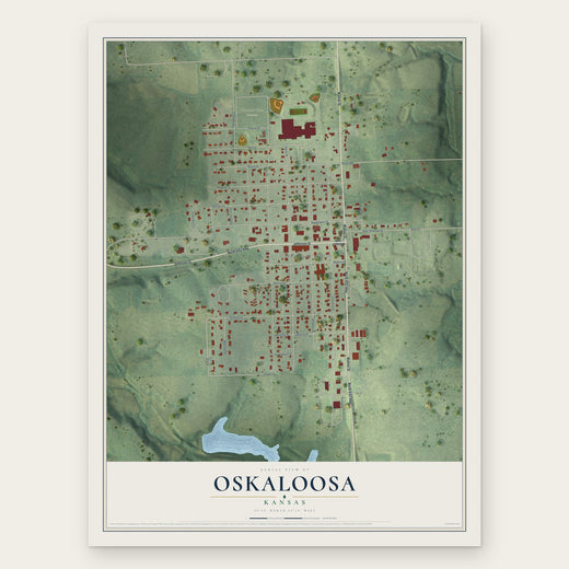 Oskaloosa, Kansas map print, the full design